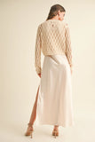 Satin Slip Dress with Crochet Knit Top