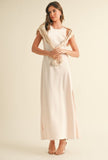 Satin Slip Dress with Crochet Knit Top