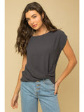 Charcoal Front Knot Blouse
