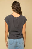 Charcoal Front Knot Blouse