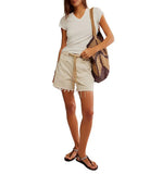 Free People Moxie Rigid Drawcord Waist Barrel Jean Shorts