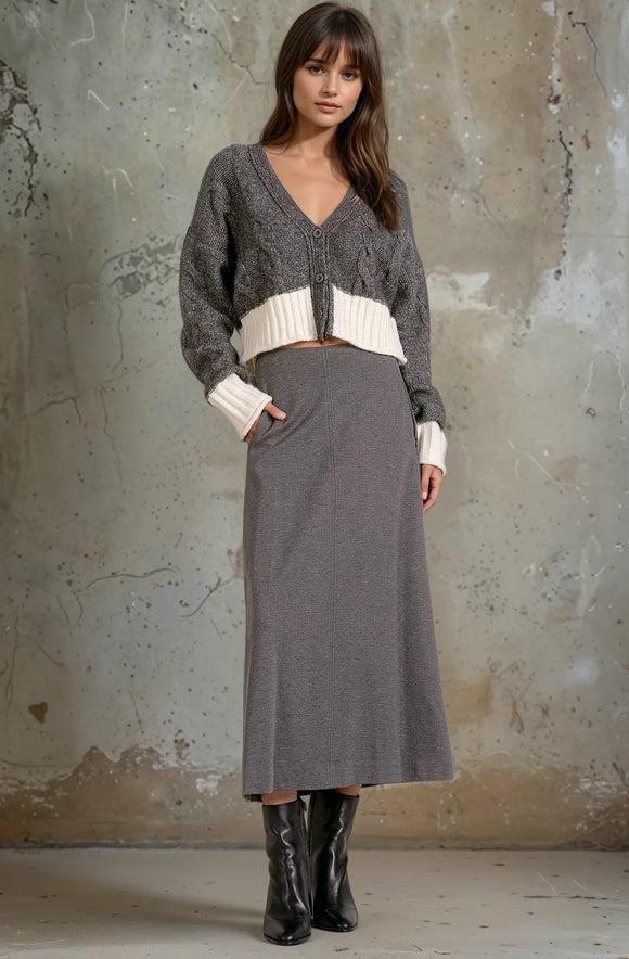 Skyler Grey White Cardigan