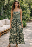 Z Supply Bayside Tova Palm Midi Dress Tea Leaf