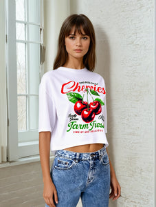 "Cherries Farm Fresh" Crop Tee