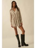 Cascade Ruffles Trumpet-Sleeve Knit Romper
