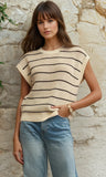 Z Supply Ines Striped Crochet Sweater Top