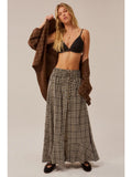 Plaid Button Front Maxi Skirt