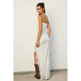 Seafoam Whisper Strapless Ruffled Maxi Dress