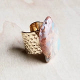 Chunky Aqua Terra Slab Cocktail Statement Ring