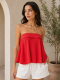 Ruby Red Linen Tube Top