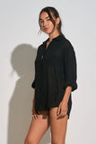 "Lost In Paradise" Black Button Down Top