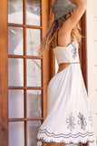 Embroidery Linen Midi Dress