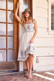 Embroidery Linen Midi Dress