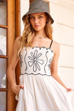 Embroidery Linen Midi Dress