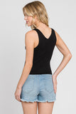 Black Cropped Double Layered Tank Top