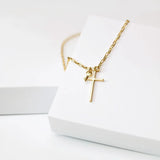 Gold FAITH Cross and Mini Key Necklace
