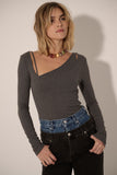 Asymmetrical Neck Fitted Top