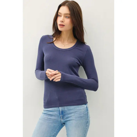 Ultra Soft Basic Scoop Neck Long Sleeve Tee