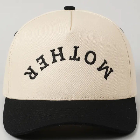 Mother Upside Down Lettering Embroidery Cap