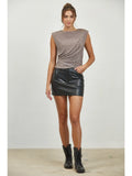 Cropped Crew Neck Wrap Knit Top