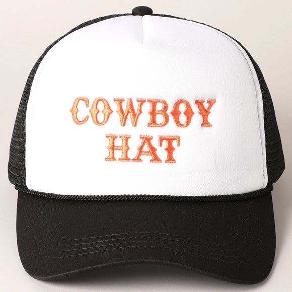 Cowboy Hat Embroidered Mesh Back Trucker Cap