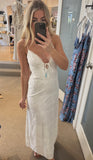 White Palm Eyelet Maxi Dress