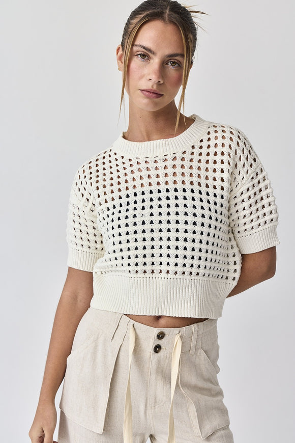 Alina Crochet White Top