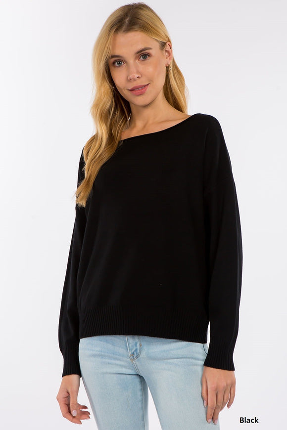 Boatneck super soft Sweater Black