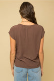 Brown Front Knot Blouse