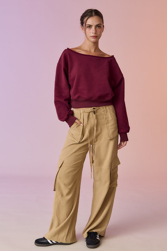 Alina Off Shoulder Cropped Sweatshirt