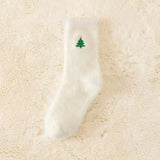 Soft Christmas Embroidered Fuzzy Socks