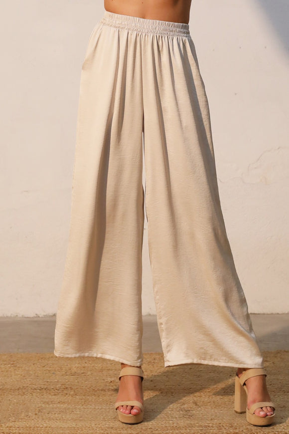 Lux Stretch Satin Wide Leg Pants