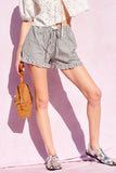 Striped Cotton Ruffle Shorts