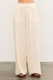 CUT EDGE WAIST WIDE LEG PANTS