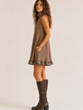 Paige Plaid Ruffle Turtleneck Mini Dress