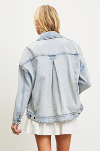 Light Denim Back Pleated Jacket