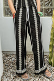 Embroidered Contrast Pants