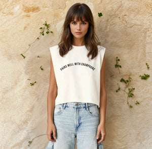 "Pairs Well With Champagne" Graphic Muscle Tee
