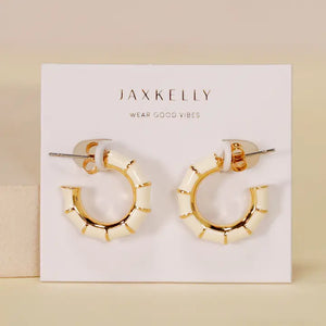 Vintage Hoop Earrings - Cream Enamel