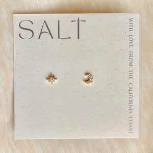Star & Moon Studs | Gold | Tiny & Dainty Stud Earrings