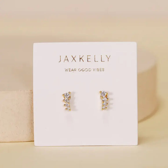 Jax Kelly Mini Crawler - White Cz - Gold Earrings