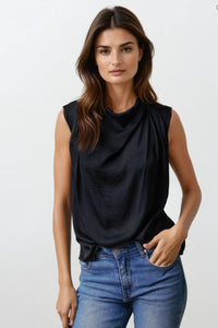 Draped Black Sleeveless Top