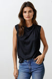 Draped Black Sleeveless Top