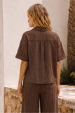 Debra Button Up Striped Top