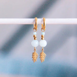 Stone & Feather Earrings