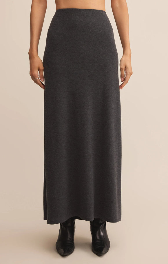 Z Supply Demure Maxi Skirt Charcoal Heather