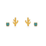 Cactus + Turquoise Stud Earring Set