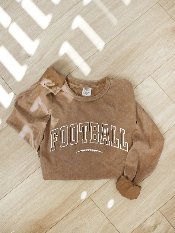 Football Puff Mineral Washed Long Sleeve Graphic