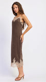 Espresso Lace Suede Midi Dress