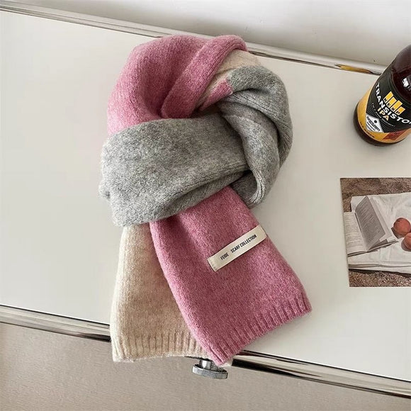 Pink Faux Cashmere Knit Scarf
